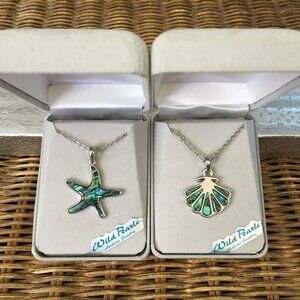 Bundle - 2 Necklaces Abalone Shell Necklaces with 20" Brass plated chains. NEW!